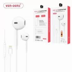 VEN-DENS POP-UP EARPHONE FOR APPLE IPHONE IPAD HIGH SOUND QUALITY VDEAR002 WHITE