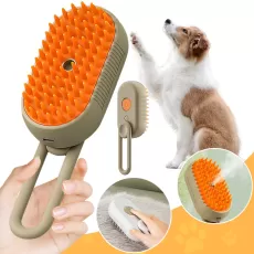 STEAMY CAT BRUSH 3 IN 1 ELECTRIC ANTI-SPLASHING FOR MASSAGE PET GROOMING COMB HAIR REMOVAL COMBS