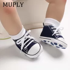 BABY CANVAS STAR PRINT FIRST WALKER SNEAKERS – ANTI-SLIP NEWBORN SHOES