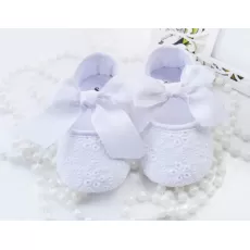 BABY GIRLS WHITE BOWTIE SHOES – SOFT SOLE INFANT DRESS FOOTWEAR