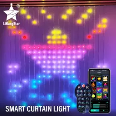 400LED SMART CURTAIN LIGHTS, RGBIC COLOR CHANGING CHRISTMAS LIGHTS STRING DIMMABLE DIY PATTERNS WITH MUSIC FOR BEDROOM COURTYARD