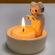 CARTOON CAT CANDLE HOLDER CAT TEA LIGHT - CANDLE HOLDER OFFICE HOME - DESKTOP DECORATIVE ORNAMENTS CUTE CANDLESTICK