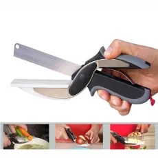 DOBELI SEPARABLE STAINLESS STEEL - BARBECUE STEAK CUTTING SHEAR HOUSEHOLD VEGETABLE SCISSORS 2 IN 1- MULTI KITCHEN TOOL FRUIT KNIFE