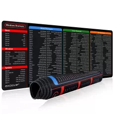 EXCO OFFICE SHORTCUTS MOUSE PAD - LARGE EXTENDED EXCEL POWERPOINT WORD SOFTWARE GAMING DESK - KEYBOARD MOUSEPAD WITH STITCHED EDGE