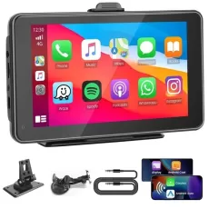 WIRELESS CARPLAY ANDROID AUTO SCREEN - 7" TOUCHSCREEN CAR STEREO WITH GPS, BLUETOOTH, FM, AUX & MIRROR LINK