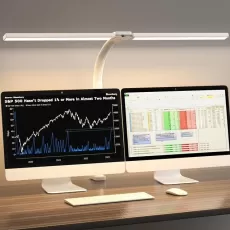 SKYLEO DOUBLE HEAD LED DESK LAMP - 24W LED DESK LIGHT WITH TOUCH CONTROL - 2400LM BRIGHT LED DESK LIGHT WITH MEMORY FUNCTION