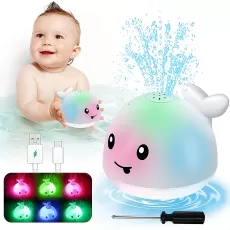 RECHARGEABLE WHALE LIGHT-UP BATH TOY - TODDLER BATH TIME LED TOY - LED FLOATING WATER TOY FOR KIDS & TODDLERS