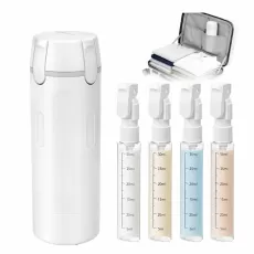 4-IN-1 MINIMALIST TRAVEL DISPENSER BOTTLE - LEAK-PROOF TOILETRY CONTAINER SET WITH CUSTOM LABELS