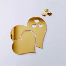 5PCS 3D MIRROR HEART WALL STICKER HOME ROOM ART DECORATION LOVE PATTERN DETACHABLE ROOM