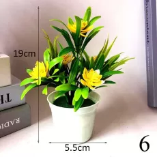 1PC ARTIFICIAL FLOWERS IN POTS LOTUS FLOWER POTTED PLANT BONSAI DESKTOP DECORATION PLASTIC ARTIFICIAL FLOWER