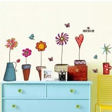 BONSAI POTTED BUTTERFLY FLOWER PLANTS WALL STICKERS LIVING ROOM KITCHEN WINDOW HOME DECOR