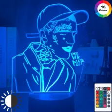 RAPPER LIL PEEP LED NIGHT LIGHT FOR HOME DECORATION COLORFUL NIGHTLIGHT GIFT FOR FANS