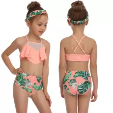 GIRL SWIMSUIT TWO PIECES CHILDREN'S SWIMWEAR SWIM SUITS CHILD RUFFLE BIKINIS SPLIT MESH BIKINI SETS