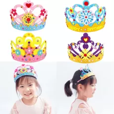 3PCS/SET NON-WOVEN DIY CROWN HAT PRINCESS HEADWEAR TOY HANDMADE CREATIVE ARTS
