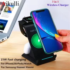 15W WIRELESS CHARGER 3 IN 1 FAST CHARGING STAND FOR IPHONE 11PRO APPLE WATCH SERIES