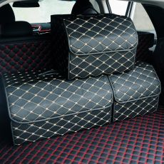 Fashion lattice Car Storage Bag PU Leather Trunk Organizer Box Storage Bag