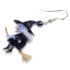 Halloween Broomstick Witch Earrings Drop Dangle Fashion Cartoon Jewelry For Women
