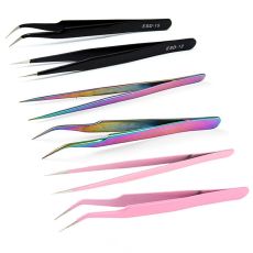 1pc Colorful Stainless Steel Tweezers Nail Art Decoration Tools