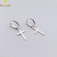 SILVER CROSS DANGLE EARRINGS FOR WOMEN  NEW TREND LADY FASHION JEWELRY