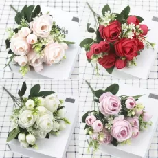 A BUNCH OF BEAUTIFUL ARTIFICIAL PEONY ROSES SILK FLOWERS DIY HOME GARDEN PARTY WEDDING DECORATION