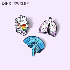 Anatomy Heart Brain Lung Enamel Pin Organ Lapel Pin Badge Cartoon Brooches