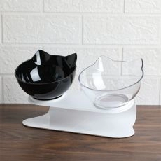 Non-Slip Cat  Bowl Single & Double Bowl With Raised Stand Pet Food Bowls