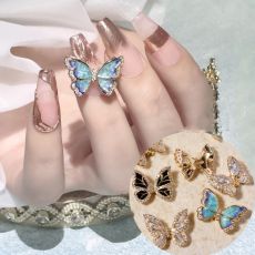 New 3D Flying Butterfly Zircon Nail Art Decorations Alloy Butterfly Shake Wing