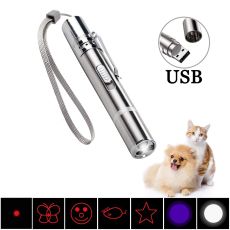3-In-1 Pet Laser Pointer Cat Laser Toy USB Rechargeable Red Dot Laser Light Funny Cat