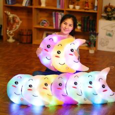 Moon Pillow Plush Toys Cute Luminous Toy Led Light Glow In Dark Doll for Children