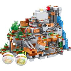 My World Building Blocks Mountain Cave  Village Figures Module Bricks Toys For Children