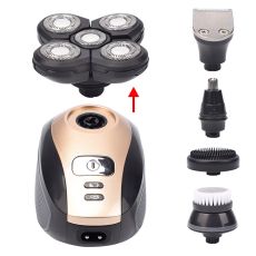 Men's Rechargeable Bald Head Electric Shaver 5 Floating Heads Beard Nose Ear Hair Trimmer