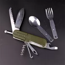 9 IN1 FOLDING FORK SPOON STAINLESS STEEL MULTI-FUNCTION CORKSCREW CAMPING HIKING TRAVEL