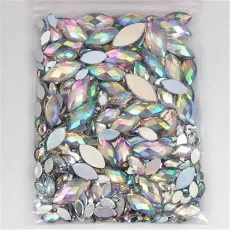 MULTI SIZE ACRYLIC RHINESTONES EYE SHAPE CRYSTAL AB FLAT BACK NAIL RHINESTONE 3D
