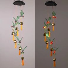 Solar Light Fantasy hanging lamp Waterproof Crystal Hummingbird Butterfly Wind Chime Lamp for Home
