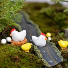 12 Pcs Hen Chick Egg Nest Figurine Miniatures Mix Chicken Home Decoration Cute Accessories