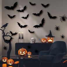 32pcs Black 3d Diy Pvc Bat Wall Sticker Decal Home Halloween Decorations For Home Party