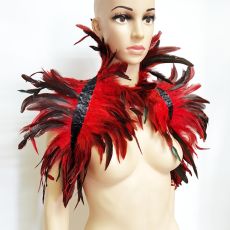 Feather Shrug Shawl Feather Fake Collar Shoulder Wrap Cape Gothic Collar with Ribbon Ties