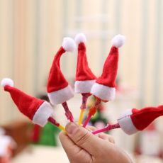 10PCS/Set Mini Santa Claus Hat Christmas Lollipop Top Topper Cover Xmas Tree
