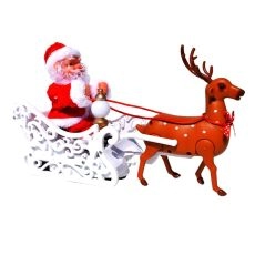 Christmas Elk Sleigh Pulling Santa Claus With Music Children Best New Year Gifts