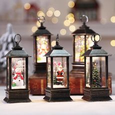 Portable Glitter Swirl Lantern LED Glow Accent Light Christmas Ornament