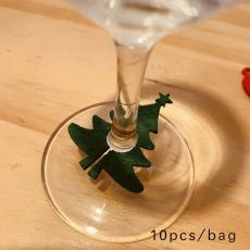 10pcs Felt Wine Cup Glass Ring Card Christmas Home Decoration Table  Xmas New Year Eve Party Decoration