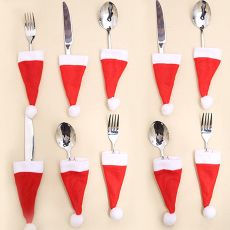 10pcs Tableware Holder bag Christmas hat Christmas 2021 Merry Christmas Decorations for home Happy New Year