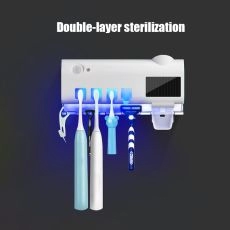 GURET Solar Energy UV Toothbrush Holder Wall Toothbrush Sterilizer Automatic Toothpaste Dispenser