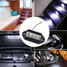 2PCS 6 LED Car License Number Plate Light For SUV Truck Trailer Van Tag Step Lamp White Bulbs