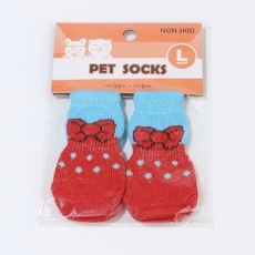 4PCS WINTER ANTI-SLIP PET DOG SOCKS SMALL CAT DOGS KNIT WARM SOCKS CHIHUAHUA THICK PAW PROTECTOR DOG SOCKS