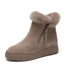 WOMEN WINTER ANKLE BOOTS ZIPPER FLOCK SNOW BOOTS LADIES PLATFORM SNEAKER CASUAL FLAT SHOES