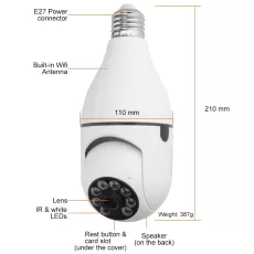 1080P 360 ROTATE AUTO TRACKING PANORAMIC CAMERA LIGHT BULB WIRELESS WIFI PTZ IP CAM