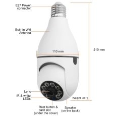 1080P 360 Rotate Auto Tracking Panoramic Camera Light Bulb Wireless Wifi PTZ IP Cam