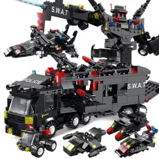 BUILDING BLOCKS CITY POLICE – 8 MINI FIGURES ROBOT TRUCK TOY