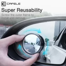CAFELE HD CAR REARVIEW MIRROR CONVEX BLIND SPOT BIRROR 360 DEGREE EXTRA WIDE ANGLE
